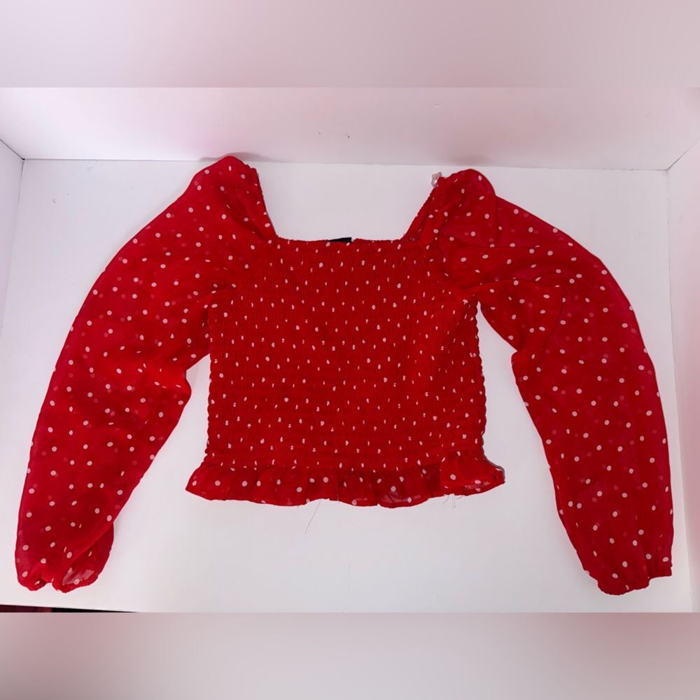 Art Class size L 10/12 Red and White Polka Dot Blouse